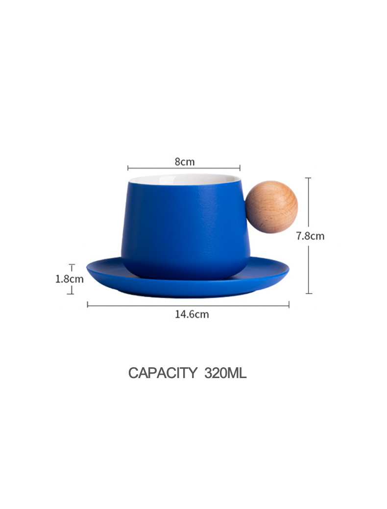 Creative Handle Ceramic Mug & Saucer – Nordic Style Gift Set
